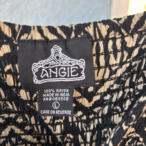 Angie Smocked Balloon Sleeves Boho Gypsy Festival Tiered Maxi Dress Size L - Picture 3 of 4